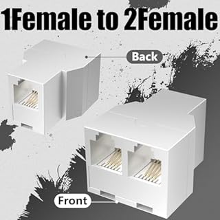 Uvital Phone Jack Splitter for Landline, Telephone Adapter 2 Way, RJ11 6P4C Phone Cable Splitter with 5 Inch Cable Wire, White, 1Pack