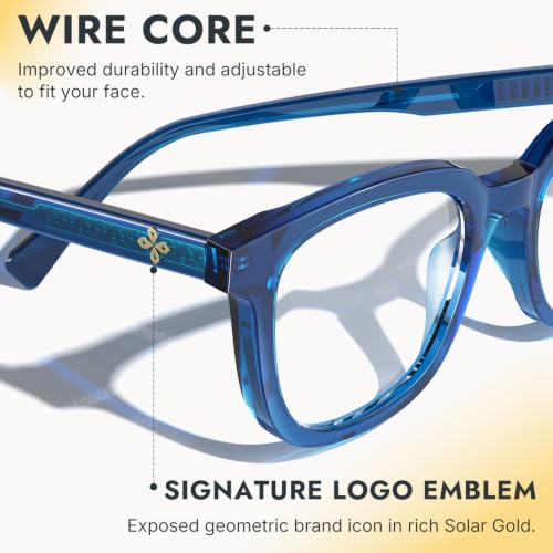 Image of VISOONE Square TR90 Lightweight Anti Glare UV400 Gaming Computer Glasses | 99% Digital Screen Filter Non-Prescription Clear Lens Oversized Frame Trendy Fashion Blue Light Blocking Women Men NOE