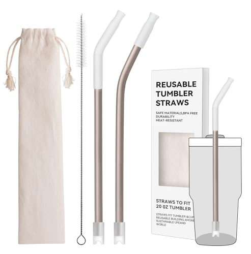 Prurex Heavy - Duty Titanium Straws 8.5" Reusable for 20 oz Tumlbers | Metal Drinking Straws for All Kinds of Hot & Cold Drinks, Eco Conscious, BPA Free with Cleaning Brush(Transparent)