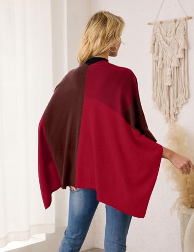 Ferand Women's Cashmere Blend Shawl Wrap Color Block Poncho Versatile Travel Scarf4