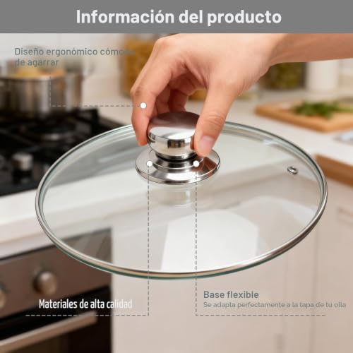 Miniatura 4 de Xrvrile Pomo Tapa Acero Inoxidable Universal Repuesto Para Tapas Con Orificio Central 5 10 Mm, Resistente Al Calor Para Tapas De Vidrio Y Olla, Pomo Para Tapa Con Tornillos Set De 5