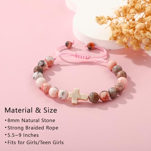 2025 Graduation Gifts for Her Girls Women Boys, Cross Pearl Beads Charm Bracelet Middle High College Kindergarten Preschool School Gifts4