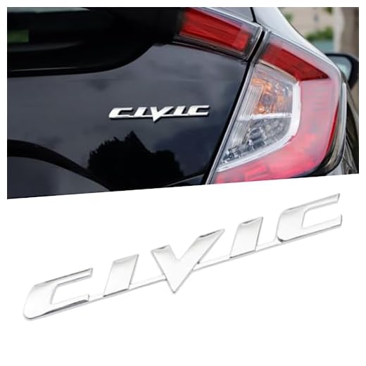 Car 3D Rear Tail Letter Emblem Replacement for Civic,Car Badge Decals Logo Trunk Decoration Emblem Modification Fit Civic 2006-2011 Accessories(Silver)