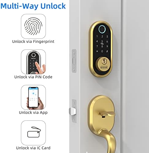 Smart Lock SMONET Bluetooth Keyless Entry Keypad Smart Deadbolt-Fingerprint Electronic Deadbolt Lock, Remote Ekeys Sharing, Easy to Install for Homes and Hotel Works with Alexa(Gateway Not Included) 6 414MDhvLGoL. AC