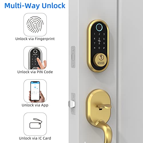 Smart Lock Smonet Bluetooth Keyless Entry Keypad Smart Deadbolt-Fingerprint Electronic Deadbolt Door Lock, Remote Ekeys Sharing, Easy To Install For Homes And Hotel Works With Alexa Google Assistant #TOP7