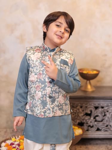 Image of AJ DEZINES Kids Ethnic Wear Kurta Waistcoat and Dhoti Pant for Boys