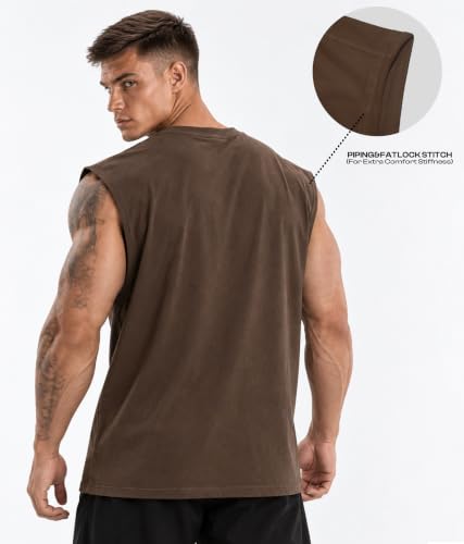 Image of SHODOX Men's 100% Cotton Tank Top | Round Neck Sleeveless Gym Vest | Loose Fit Casual Sportswear T-Shirt | Breathable & Lightweight Fitness Wear for Workout & Active Wear