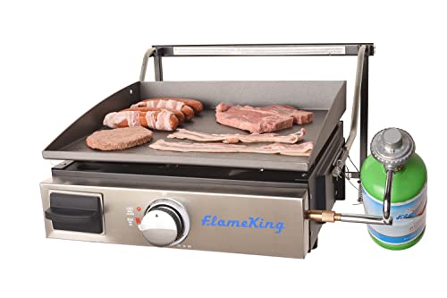Flame King Flat Top Portable Propane Cast Iron Grill Griddle Tabletop, Rv Or Wall Mounted, Stand On Floor For Outdoor Camping, Rv, Marine,Black #TOP7