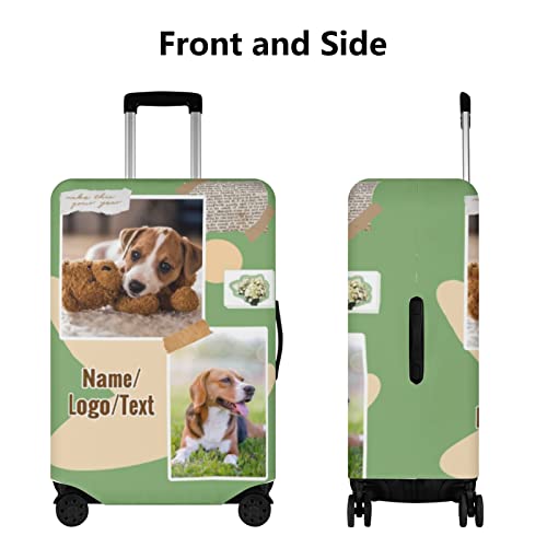 POPCUSTOMS Custom Travel Luggage Cover, Personalized Pet Suitcase Luggage Protector, Washable Baggage Cover, Add Name Photo Text, Fits 18-32 Inch Luggage3
