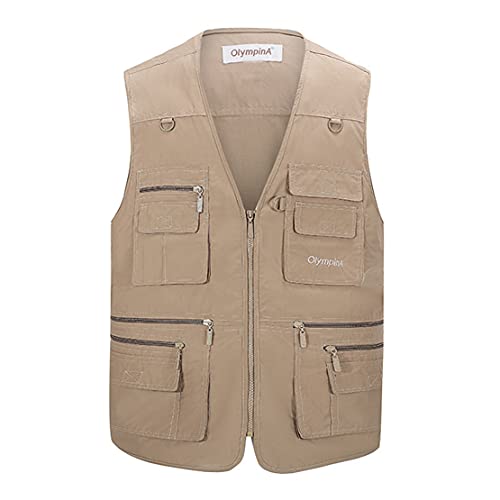 Hwalleum Hommes Léger Loisirs Gilets De Plein air, Homme Multi-Poches Gilet Casual Gilet Veste de Sport Journaliste Respirant Durable sans Manche Veste pour...