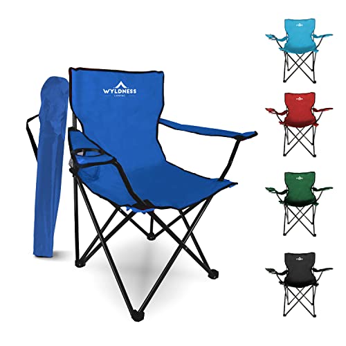 Preisvergleich Produktbild Klappstuhl Campingstuhl - Outdoor Tragbarer Gartenstuhl Leichter Design Liege Sitz mit Getränkehalter - Ideal für Sommer to go Strand, Sonnenbaden, Angeln, Partys, Ausflüge und Grillabende (Blau)