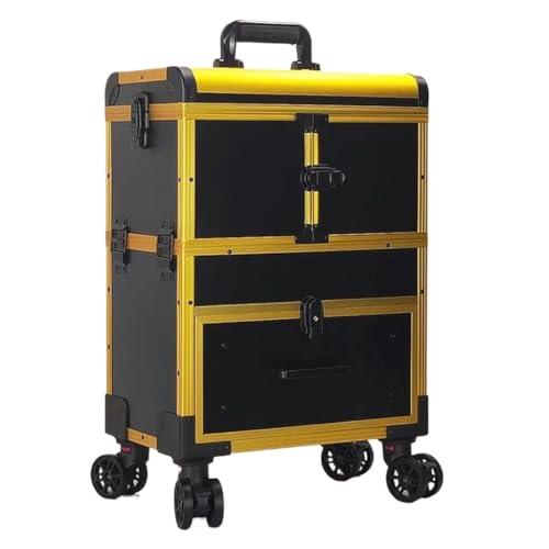 大容量 折りたたみ式 多層 旅行 フルメイク アーティスト ビューティー マニキュア スーツケース トロリー ケース コスメ 収納ボックス, B, 37*22.5*56cm
