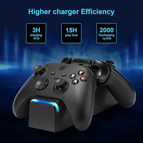 KEKUCULL Xbox Serisi X/S, Xbox One/One X/One S Denetleyicileri ile Uyumlu Çift Dock Şarj İstasyonu, 2 x 1100 mAh Şarj Edilebilir Kumanda Pil Paketleri ile Verimli Xbox Kontrol Cihazı (Siyah)