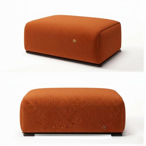 Image of Boucle Fabric Modern Design Sofa with Pillow or Strong Woden Legs Best for Living Room, Halways, Garden (3+1 Seater +Ottoman (Orange))