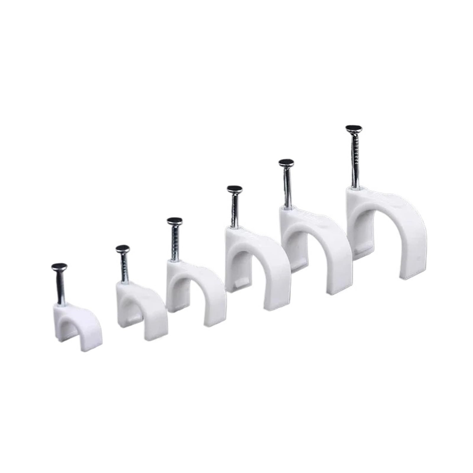 Nails Cable Clips, Steel Nail Cable Clip 100pcs White 4-10mm Wire Management Clamp(9mm)