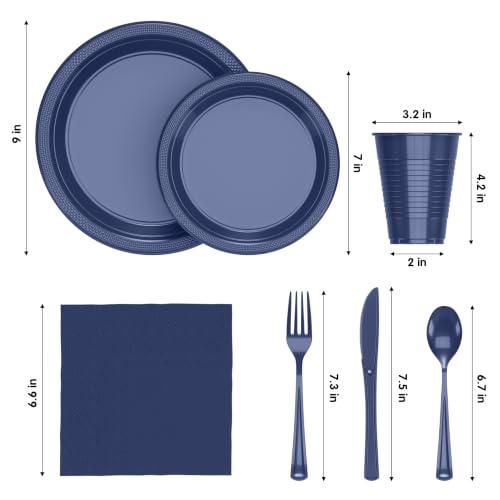 Image of Exquisite 350 Pcs Navy Plates and Napkins Party Supplies Plate Sets