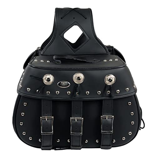 Image of Milwaukee Leather Studded Throw-Over Motorcycle Saddlebags - Synthetic Leather - Universal Fit - Zip-Off - Large