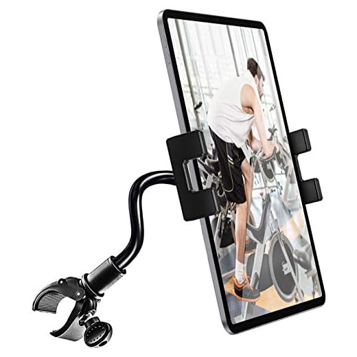 Suporte de tablet para bicicleta ergométrica, suporte para celular pescoço de ganso para guidão de bicicleta ergométrica interna, esteira, elíptico, carrinho, serve para iPad Pro, Air, Mini, todos os dispositivos de 4,7 a 11 polegadas
