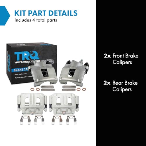 Image of TRQ Front and Rear Brake Caliper Set Zinc Coated Brackets Hardware Compatible with 2001-2002 Ford Explorer Sport Trac