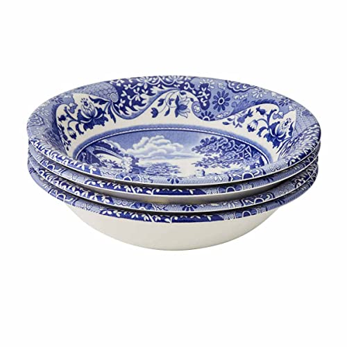 Spode Blue Italian Cereal Bowl | Set Of 4 | Oatmeal, Cereal, And Rice Bowl | Made Of Earthenware | 6.5-Inches | Dishwasher And Microwave Safe | Made In England #TOP2
