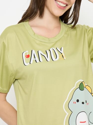 Image of CAMEY Women's Printed Pyjama Set, Short Sleeve T-Shirt and Trousers, Women Nightsuit, Loungewear Sets