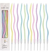 Metallic Birthday Candles,RoadLoo 48 Pieces Spiral Birthday Cake Candles Metallic Multicolor Long...