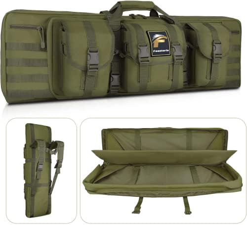 Feastoria Double Long Soft Rifle Case,【American Eagle Series】 Durable Tactical Carbine Rifle Bag & Multi-Function Gun Bag, Perfect for Rifle and Pistol Storage or Transportation (Green, 36inch)