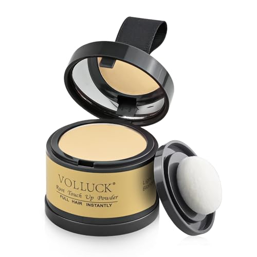 VOLLUCK Root Touch up Powder Instant Hairline Powder for Thinning Areas and Gray Hair Coverage Natural and Non-greasy Root Cover up for Women and Men (Light Blonde 0.14 Ounce)