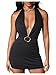 MakeMeChic Women's Halter Open Back Mini Dress Y2K Deep V Neck Party Dresses Black Small
