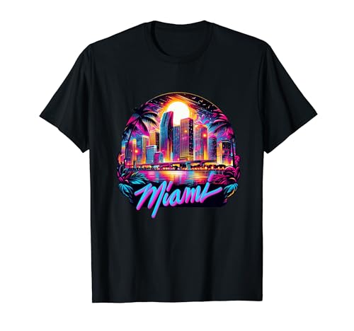 T-shirt Miami City da uomo Florida, souvenir colorati e Maglietta