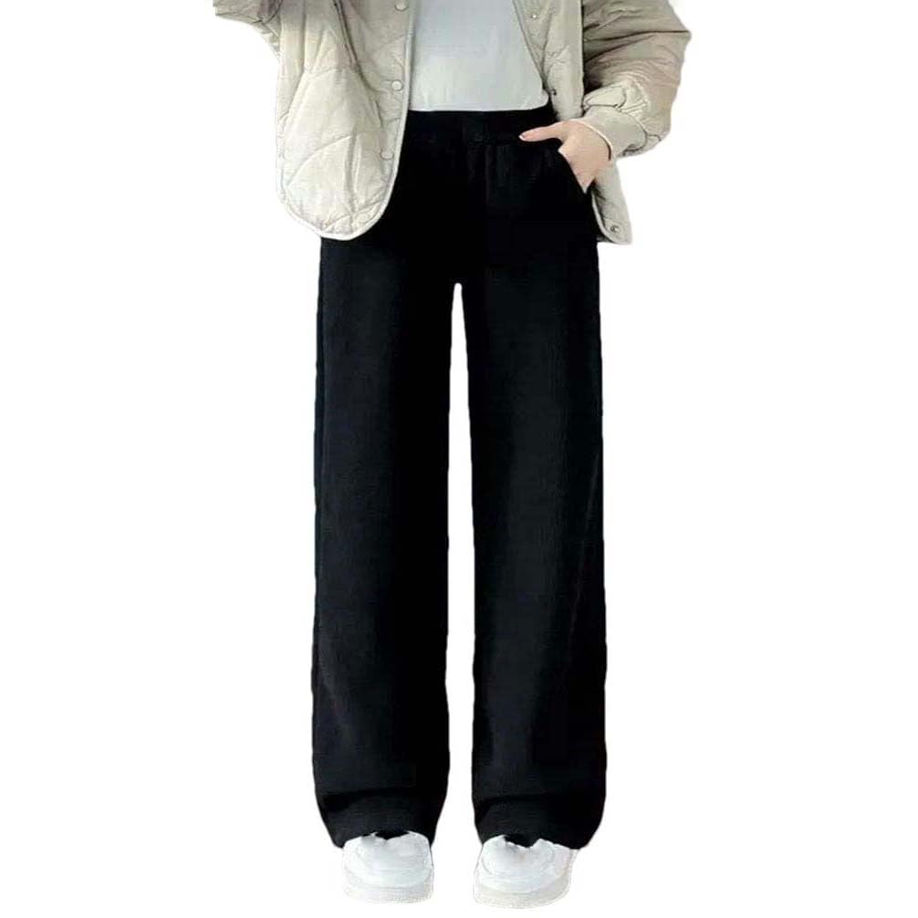 Winter Wide-Leg Pants Woman Autumn Plush Pants Wool Korean Pants Jogging Jogging Ladies Casual Solid Color Plus Velvet