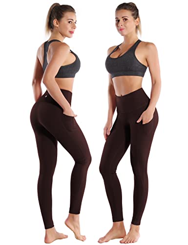 BUBBLELIME 25"/26"/27"/28" High Waist Yoga Pants Women Workout Pants - Cross Pockets Pants_MAHOGANYMAROON Large-28 Inseam