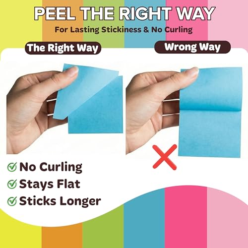 Sticky Notes 3x3 (12 Pads/1200 Sheets) – 2026 Improved Adhesive, Super Sticky & Bright Neon Colors – 1200 Sheets – Ideal for School, Office & Desk Supplies