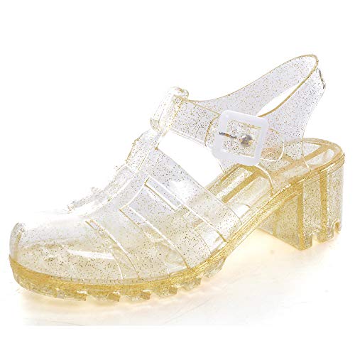 Image of Hee grand Crystal Jelly Heel Sandals for Women Summer Beach Jelly Shoes