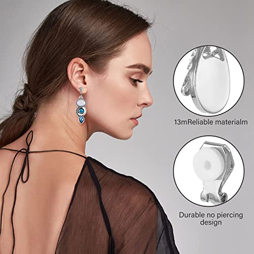 16 Pairs Clip On Earrings For Women Fake Teardrop Crystal Drop Dangle Earrings For Women Boho Jewelry Waterdrop Earrings Set Non Piercing Earrings For Girls Teen #TOP2