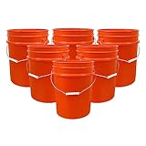 ePackageSupply 5 Gallon Bucket - Food Grade Bucket, Metal Handle Grip, BPA-Free, Heavy-Duty 90 Mil HDPE Plastic Pail, Stackable Utility Container, Made in USA, Lid Not Included, Orange, 6 Packs