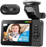 Wireless Baby Car Camera with Monitor: No Phone Needed, 4.3" Screen, 360° Rotating Cam for Rear-Facing Seats, Auto Night Vision, Easy Headrest Install
