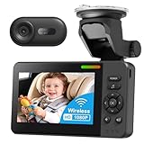 TinyShield Wireless Baby Car Camera, Car Baby Monitor No Wi-Fi Needed with HD 1080P Night Vision Display Adjustable Lens, Easy Install Backseat Camera for Kids, Newborns Travel Essentials Gifts