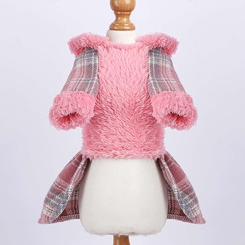 Robe d'hiver pour chat vêtement chaud chien rose taille S - 8