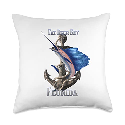Fat Deer Key Florida Swordfish Marlin Ocean Fishing Throw Pillow