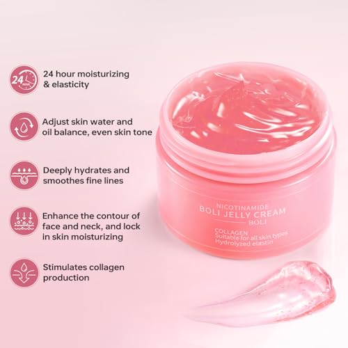 BOLI Collagen Jelly Cream - Moisturizing Hydrating Face Cream with Niacinamide & Hydrolyzed Collagen for All Skin Types (120g) - Image 5