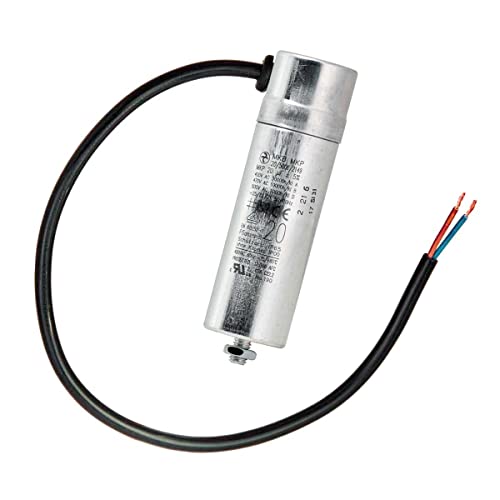 Hydra Kondensator 20µF für Betonmischer, Teilenummer Hydra-20uF, Aluminium, Kapazität 20 Mikrofarad, Max. Spannung 500 Volt, Betriebstemperatur bis 85°C, Toleranz 10%