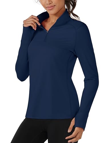 Tacvasen Women'S Fleece Pullover Quarter Zip Sweatshirt Thermal Shirts Long Sleeve Athletic Tops Navy,M