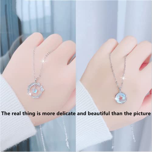 Irelyn Exquisite 925 Sterling Silver Moonstone Pendant Necklace Set Women Wedding Engagement Jewelry Gifts #TOP4