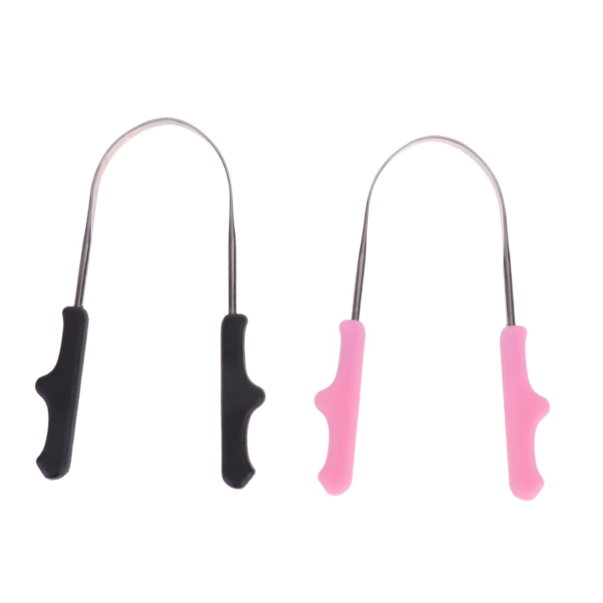 GOOHOCHY 2Pcs Stainless Steel Scraping Tool for Adults and Oral to Combat Bad Breath Black Pink