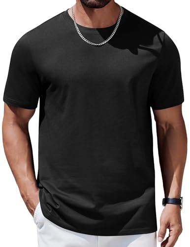COOFANDY Mens T-Shirts 100% Cotton Premium Short Sleeve Shirt Crew Neck Basic Tshirt