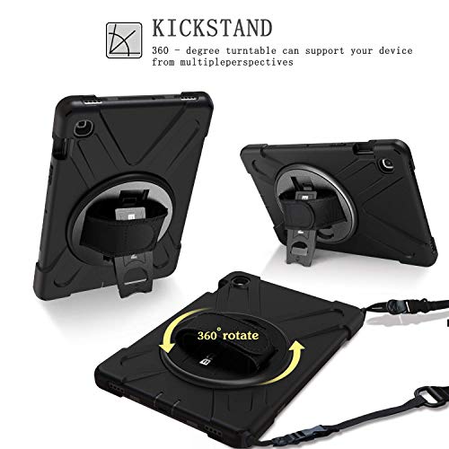 Braecn Galaxy Tab S5E Case, Heavy Duty Shockproof Protective Case With Rotating Kickstand/Hand Strap And Carrying Shoulder Strap For Samsung Galaxy Tab S5E 10.5 Inch 2019 Tablet Sm-T720/Sm-T725(Black) #TOP3