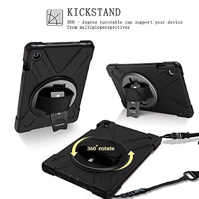 BRAECN for Samsung Galaxy Tab S5e Case 10.5 inch 2019, Heavy Duty Shockproof Case with 360 Rotating Kickstand/Hand Strap&Shoulder Strap for Galaxy Tab S5e 10.5 Tablet SM-T720/SM-T725-Black