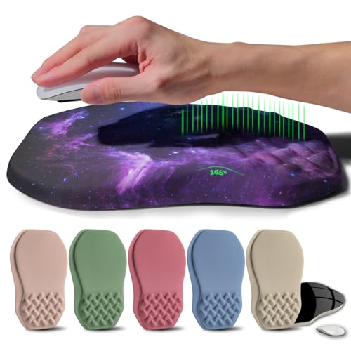 Gleamtide Ergonomic Raised Mouse Pad Wrist Support with Bilateral Slope Memory Foam Mousepad for Wrist Rest and Carpal Tunnel Pain Relief 11.8x7.9〃Galaxy
