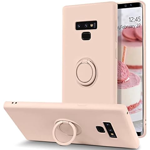 Telaso Samsung Galaxy Note 9 Case, Slim Liquid Silicone | Kickstand with 360° Ring Holder | Support Car Mount Shockproof Protective Galaxy Note 9 Phone Case Cover for Girls Women, Pink Cover